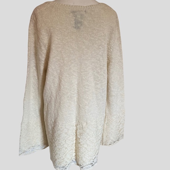Style & Co.Woman Ivory Lace Hem Metallic Thread Cotton Blend Party Sweater-Sz-2X - Picture 4 of 16